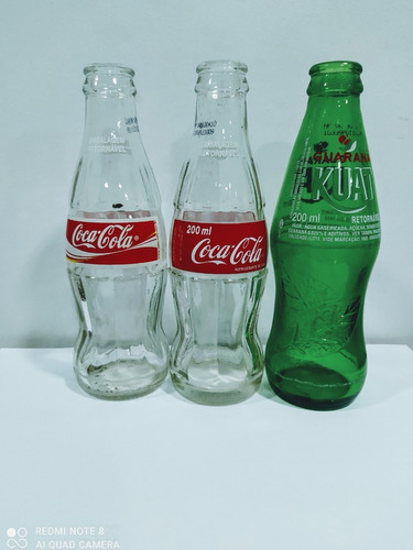 Lote Garrafa Coca Cola E Kuat Caçula Antiga 200 Ml 