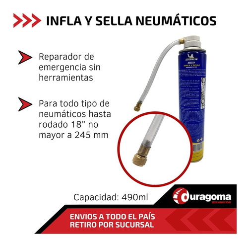 Imagen 2 de 5 de Infla Y Sella Neumáticos Michelin Reparador P/ Auto Moto