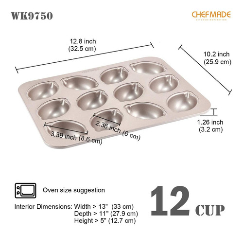 Molde Para Muffins Chefmade, Horneado De 12 Cavidades En De
