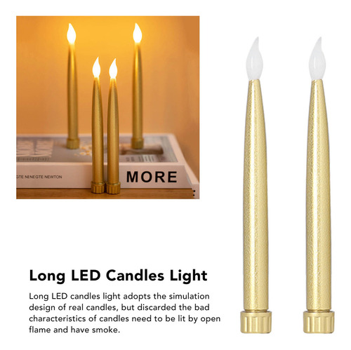 Velas Led Largas, Paquete De 4 Velas, Funciona Con Pilas