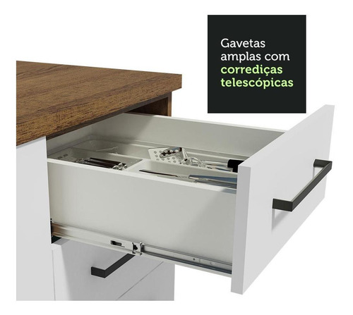 Cozinha Completa Cant Madesa Agata 399002 C Arm Bal S Tam Rb Cor Rustic/Branco