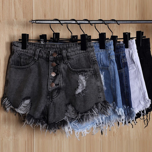 Moda Arrancó Agujero Fringe Pantalones Cortos De Mezclilla D Moda Arrancó Agujero Fringe Pantalones Cortos De Mezclilla D