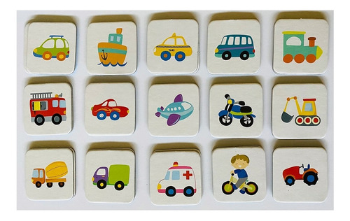Imagen 2 de 10 de Juego Mesa Memoria Transportes Didactico Infantil Niños 30 P