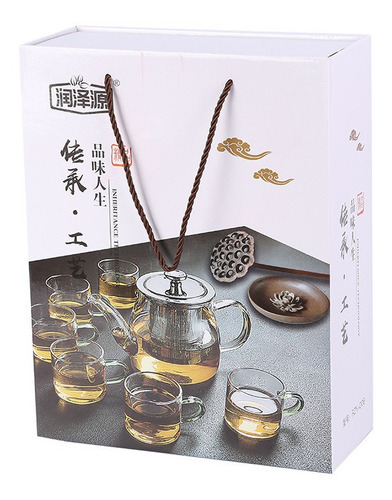 Imagen 7 de 8 de Tetera Infusora Vidrio Templado Premium + Juego De 6 Tacitas