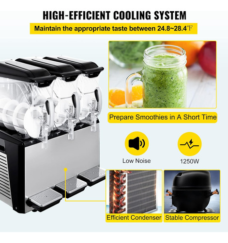 Slushy Machine, 10l* 3 Tanque Slushie Máquina Para El Hogar,