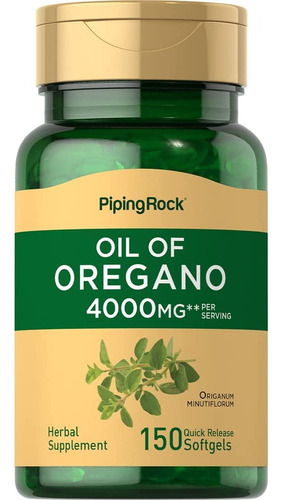 Aceite De Orégano 4000 Mg X 150 Softgels - Piping Rock Sabor Neutro