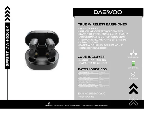 Auriculares AirPods Inalambricos Daewoo Manos Libres Cuotas sin