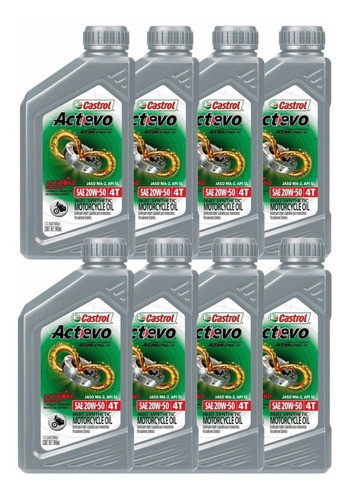 Caja 8ltr Aceite Moto Castrol Actevo 4t Semisintético 20w50