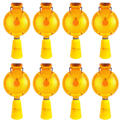 Kit 10 Sinalizador Viário Automático Luz Solar Led Trânsito Cor Amarelo