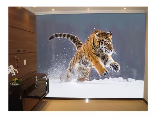 Papel De Parede Animais Tigre Correndo Rio 3D Anm237 com o Melhor Preço é  no Zoom