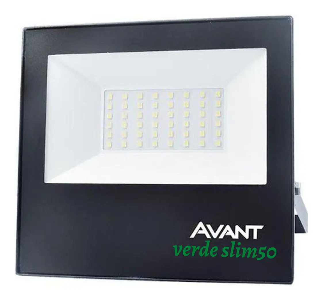 Refletor LED Avant Slim de 50W com Luz Verde e Caixa Preta