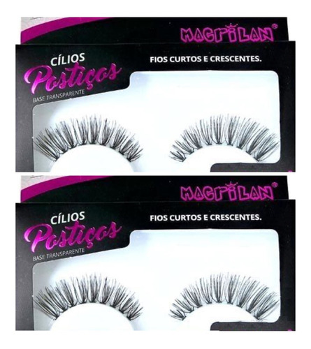 Imagem 5 de 10 de Kit 3 Pares Cílios Postiços Macrilan Cl4-4 Curtos E Crescent