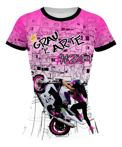 comprar Camiseta Babylook Motos Grau É Arte Camisa 244 Não É Crime