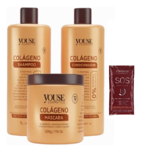 Shampoo Condicionador E Máscara Colágeno Youse 2000ml