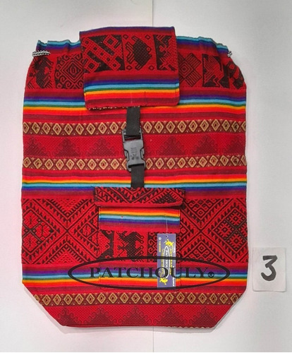 Imagen 3 de 9 de Mochila Aguayo Bolso Artesanal Étnica Regulable Artesanal