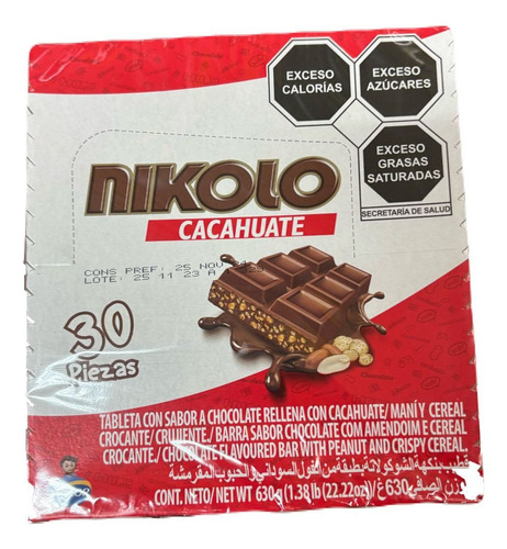 Chocolate Nikolo Cacahuate 30pz