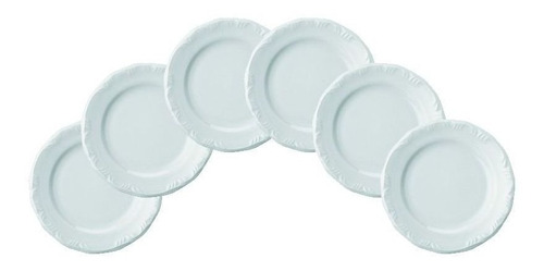 Estojo Com 6 Pratos Sobremesa Pomerode Branco Porcelana