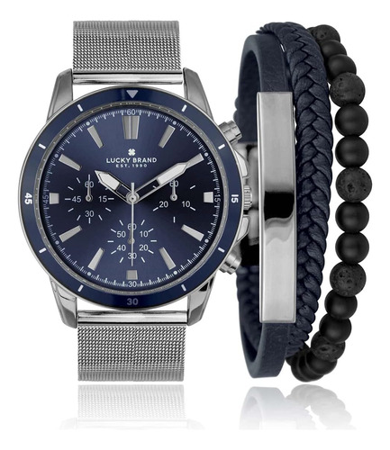 Lucky Brand Reloj Plateado Para Hombre Con Banda De Malla: R