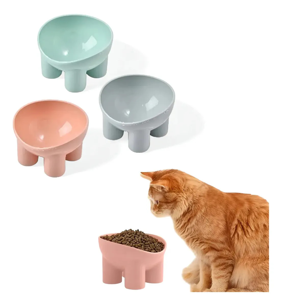 Comedouro Tigela Bebedouro Pet Pé De Elefante Cão Gato 300ml Cor Rosa