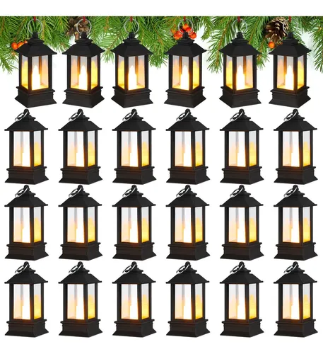 Set De 4 Farolas Navideñas En Miniatura 1:12 – Decoración LED Para Casa De Muñecas Y Belenes – KENANLAN