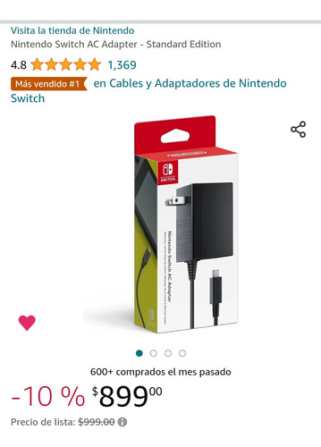 Nintendo Switch Adaptador De Corriente (Usado)