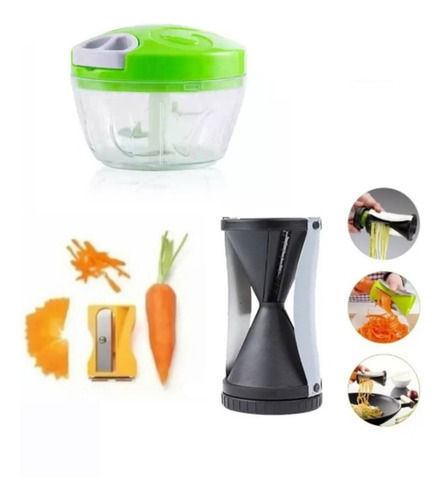 Imagem 2 de 8 de Triturador Alho,cebola + Espiralizador + Descascador #combo