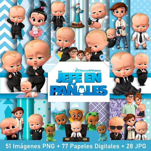 Kit Un Jefe En Pañales Clipart + Papel Digital + Jpg