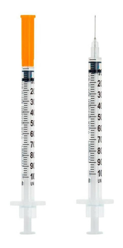 Seringa De 1ml C Agulha Fixa 0,25mm X 6mm Caixa 100 Unidade