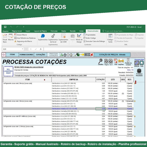 Planilha De Cotação E Comparação De Preços