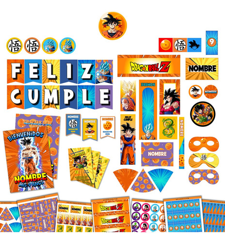 Kit Imprimible Cumple + Candy Editable - Dragon Ball