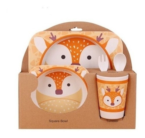 Set De Bamboo Alimentacion Bebe 5 Piezas