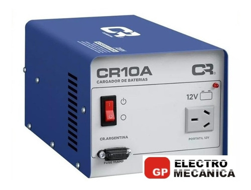 Imagen 2 de 8 de Cargador De Bateria 10a 12v Cr Auto Nacional