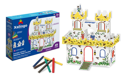 Puzzle Castillo 3d Para Pintar Con Crayolas,  Xalingo