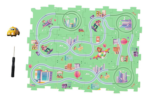 Puzzle Track Car Play Set, Rompecabezas Para Ciudad 13pcs