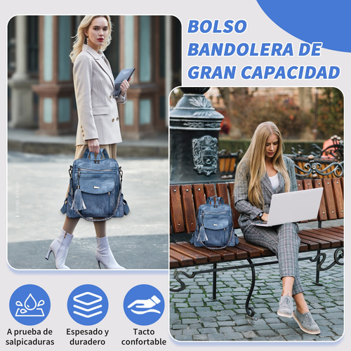 Mochila Bolsa Vintage Impermeable Antirrobo Cuero Artificial Pu Moda Viaje Escuela Trabajomujer Regalo Multiusos
