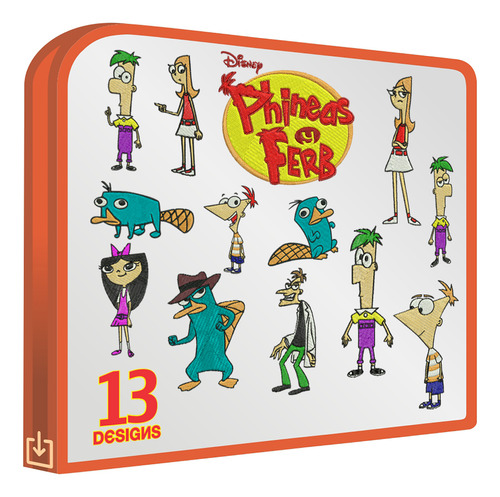 Phineas Y Ferb Set De 13 Matrices Bordadoras Bordar Ropa