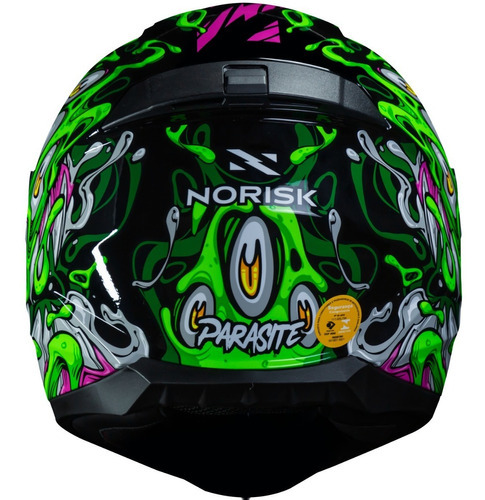 Capacete Moto Norisk Razor Parasite Verde Loja @# Cor Razor - Parasite - Preto - Verde Tamanho do capacete XS - 54