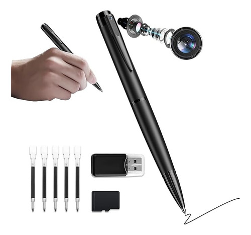 Lapicera Espia Con Camara Oculta 1080p Hasta 128gb Negro