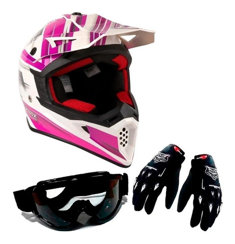 Kit Casco Enduro Cross Max V325 + Antiparras + Guantes - Fas