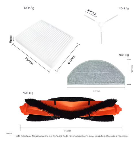 Kit De Acessórios Aspirador De Pó Robô Xiaomi S20 E10 E B112