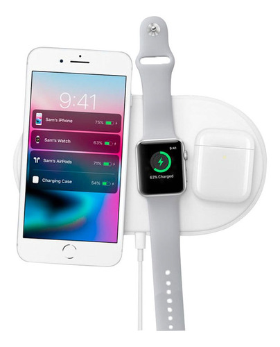 Cargador Pad Inalambrico Qi iPhone Apple Watch + Airpod ®