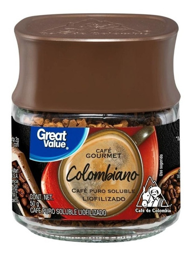Café Soluble Liofilizado Great Value Colombiano Gourmet 50g