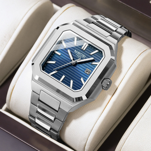 Reloj De Cuarzo Clásico Cuadrado Nibosi 2689 Para Hombre