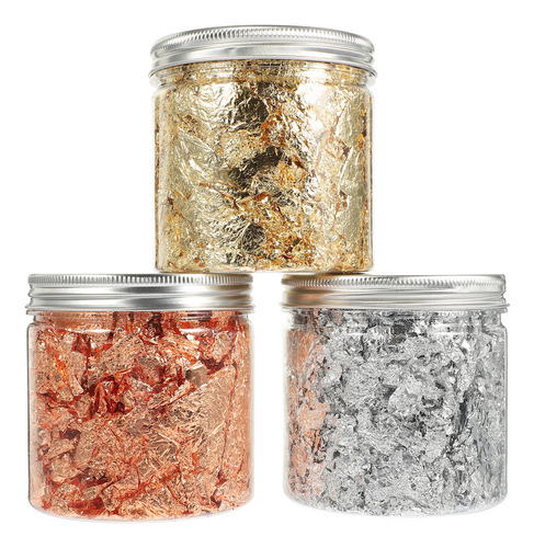 Foil Flakes Gold Foil Gold Leaf 3 Botellas