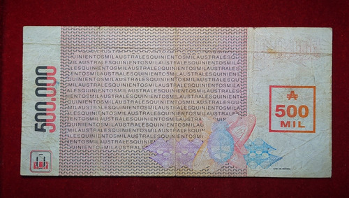 Billete 500000 Australes Tránsitorios 1990 Bottero 2897 Raro (Usado)