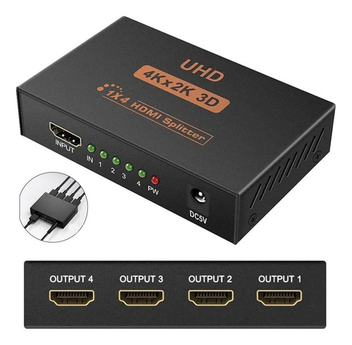 (60 Metros)splitter Hdmi 4 Puertos De Salida