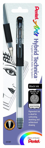 Pentel Arts Hybrid Technica 0.3 Mm Pen, Ultra Fine Point