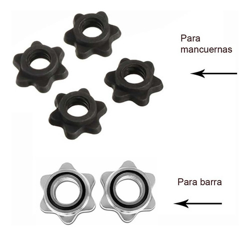 Pesas Set Barra Recta Mancuernas Polietileno Discos 50 Lbs Color Negro