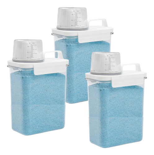 Kit 3 Dispenser Pote Hermético Organizador Lavanderia 1,8l