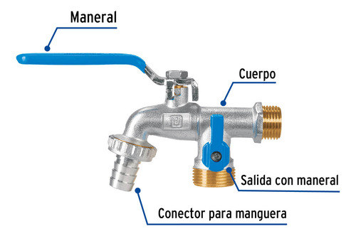 Llave De Esfera Doble Salida 1/2' De Latón Foset 48060